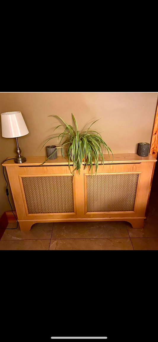 “Custom Handmade Ash Radiator Cover with Brass Mesh – Bespoke Size & Finish”